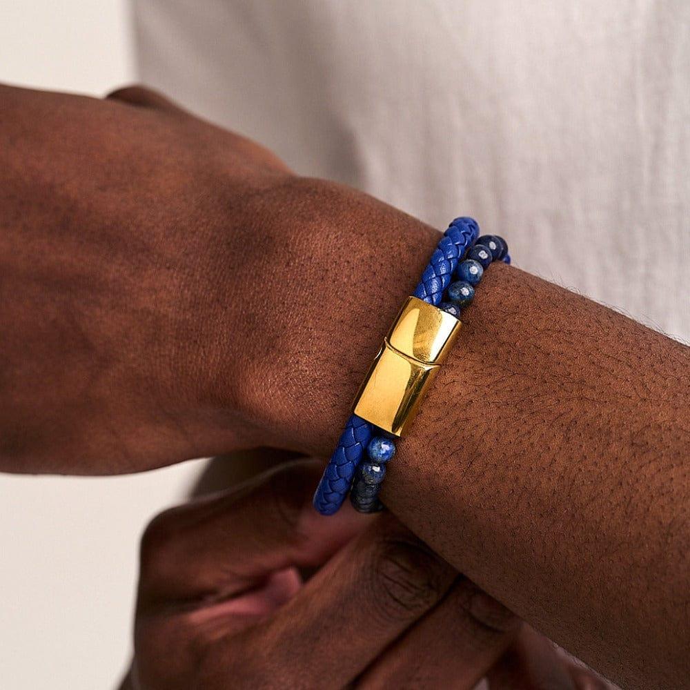 Orelia Leather & Lapis Bead 2-Row Bracelet