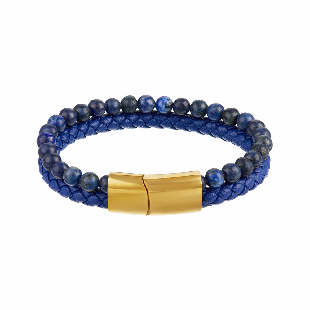 orelia Leather & Lapis Bead 2-Row Bracelet