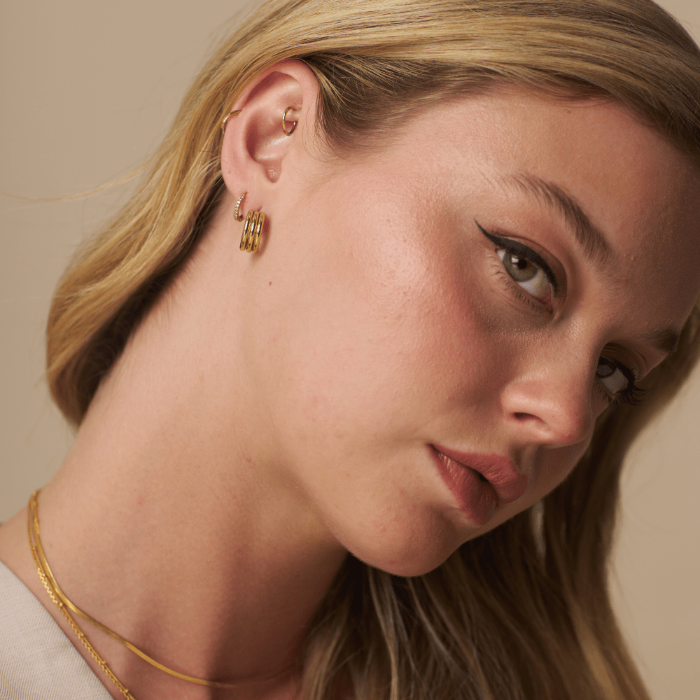 Orelia Linear Small Hoop Earrings