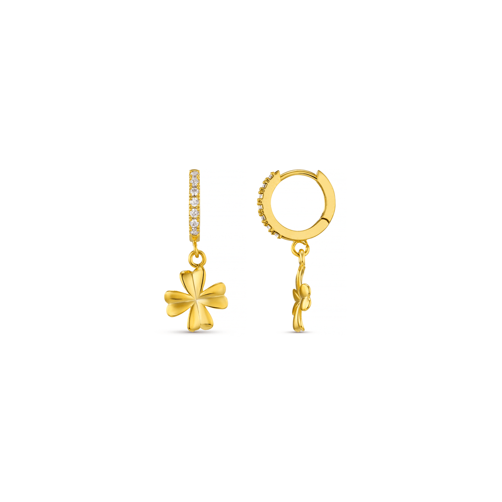 orelia Lucky Clover Charm Pave Hoop Earrings