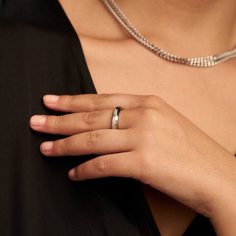 Orelia LUXE Bevelled Edge Ring - Silver