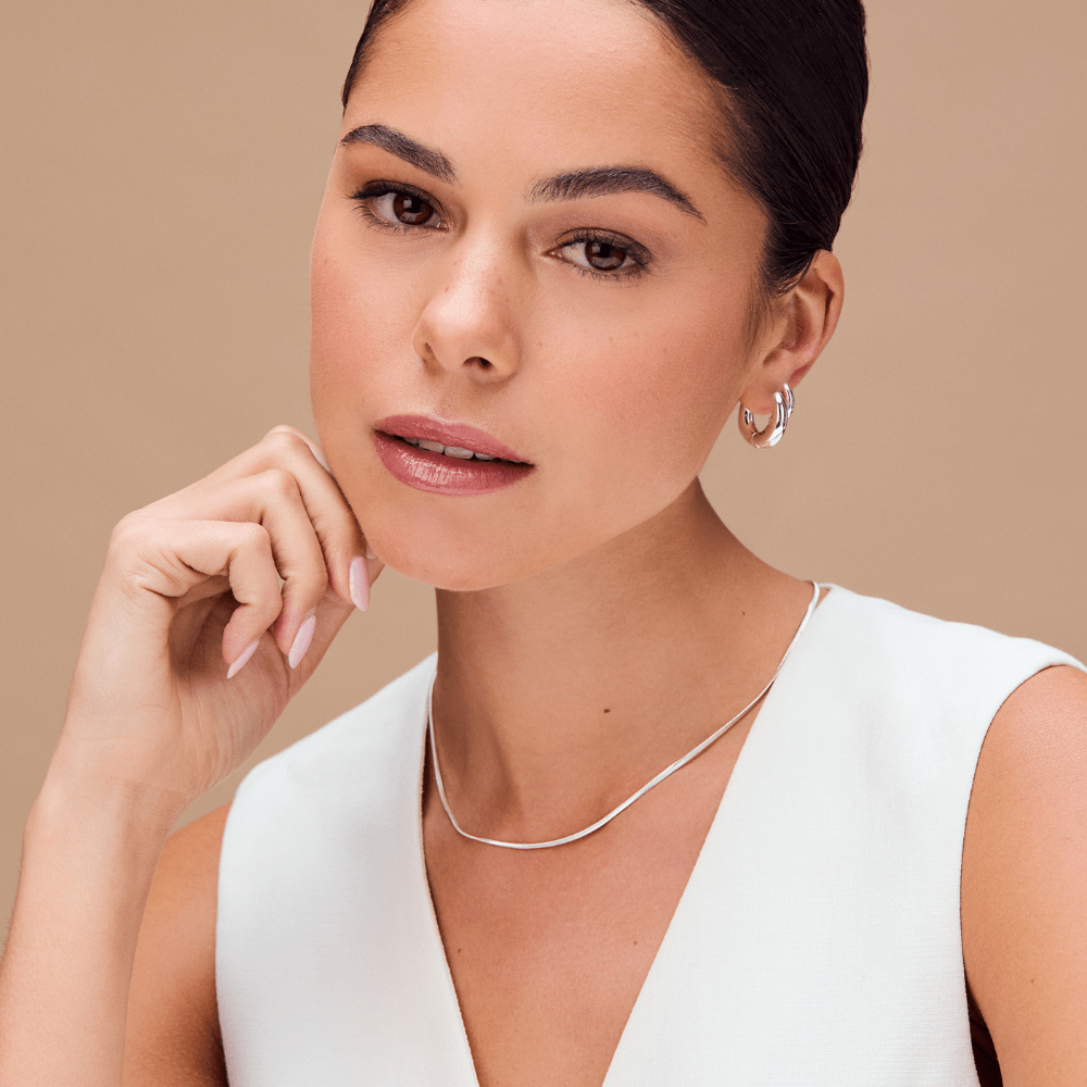 Orelia LUXE Chubby Hoop Earrings - Silver