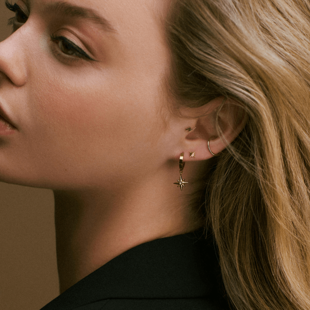 Orelia LUXE Crystal Starburst Huggie Hoop Earrings