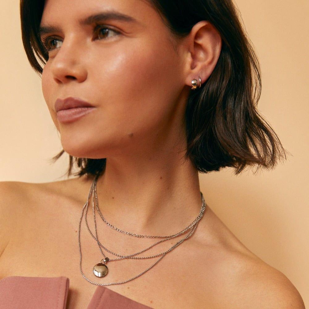 Orelia LUXE Domed Disc Necklace - Silver