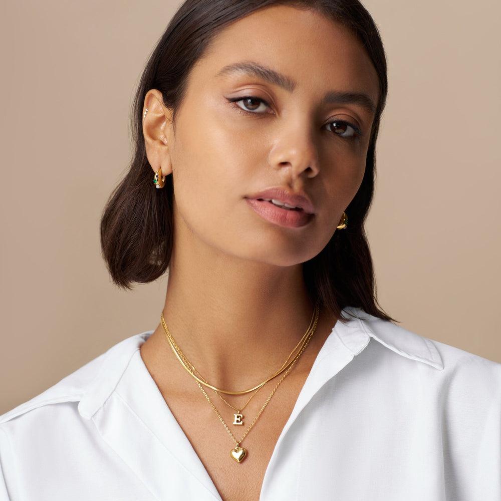 Orelia LUXE E Initial Necklace - Gold