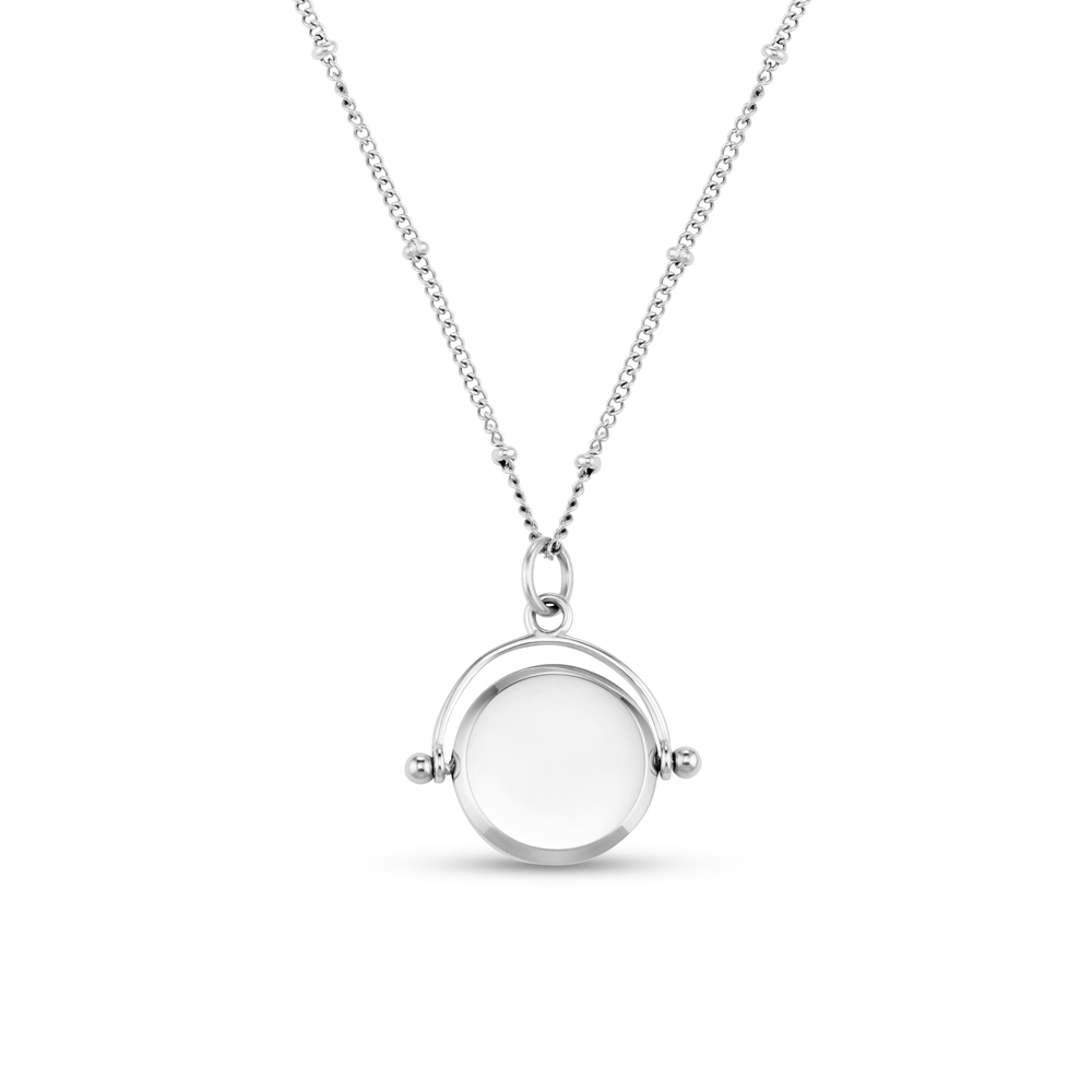 Orelia LUXE Faceted Disc Spinner Necklace - Silver