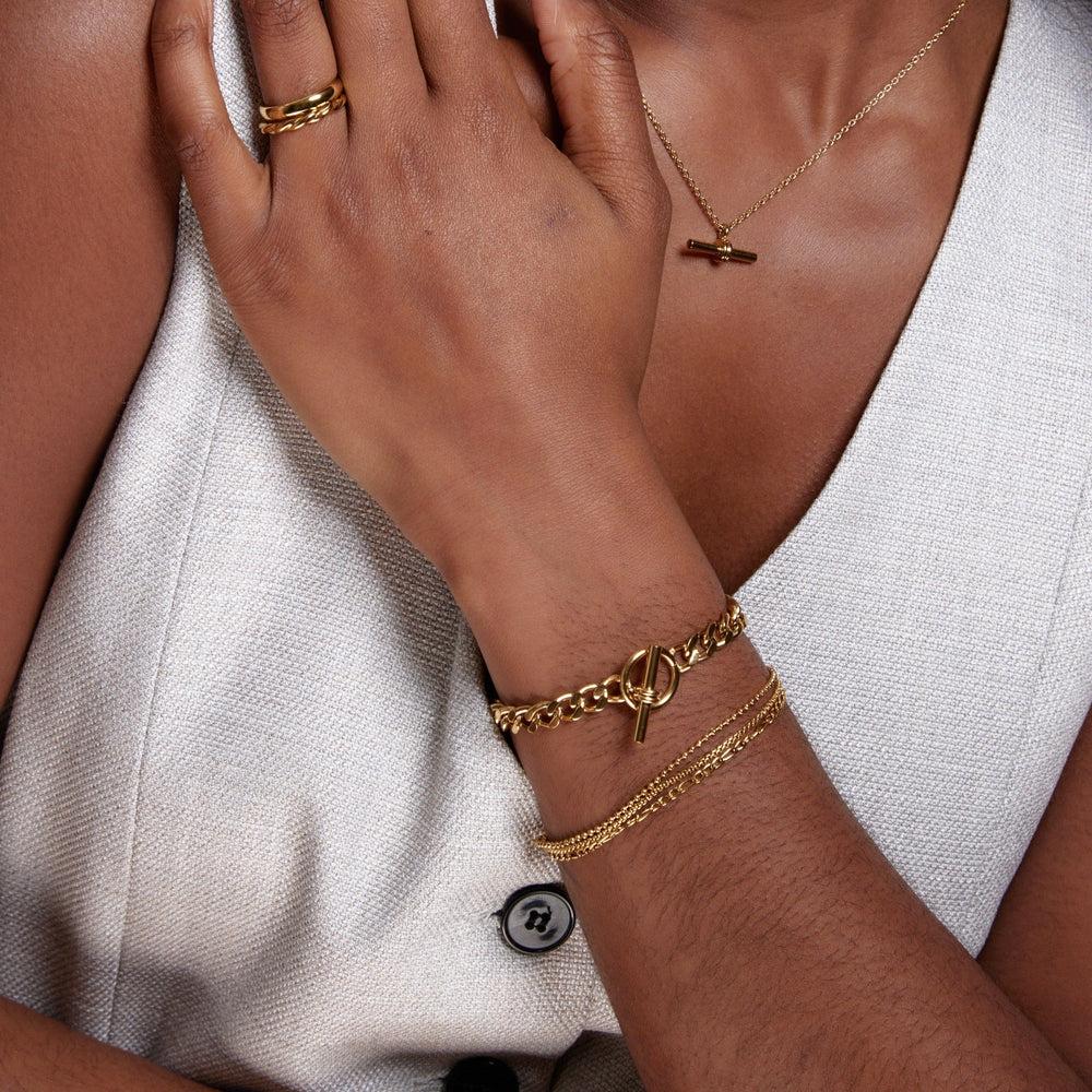 Orelia LUXE Flat Curb T-Bar Bracelet - Gold