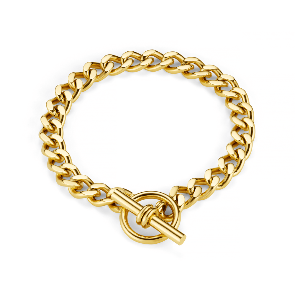 orelia LUXE Flat Curb T-Bar Bracelet - Gold