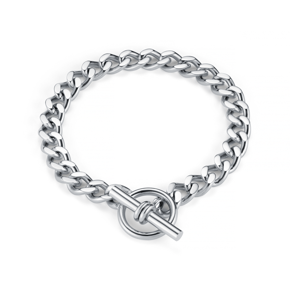 orelia LUXE Flat Curb T-Bar Bracelet - Silver