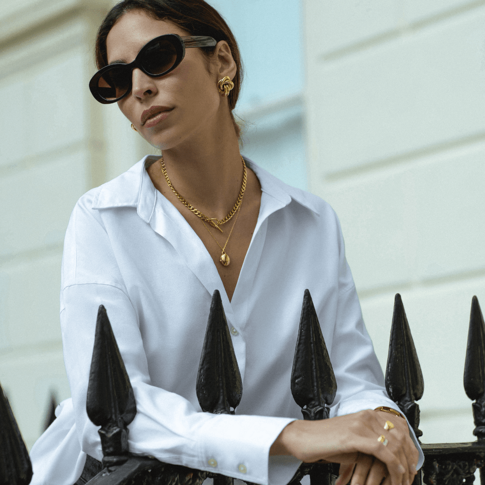 Orelia LUXE Flat Curb T-Bar Necklace - Gold