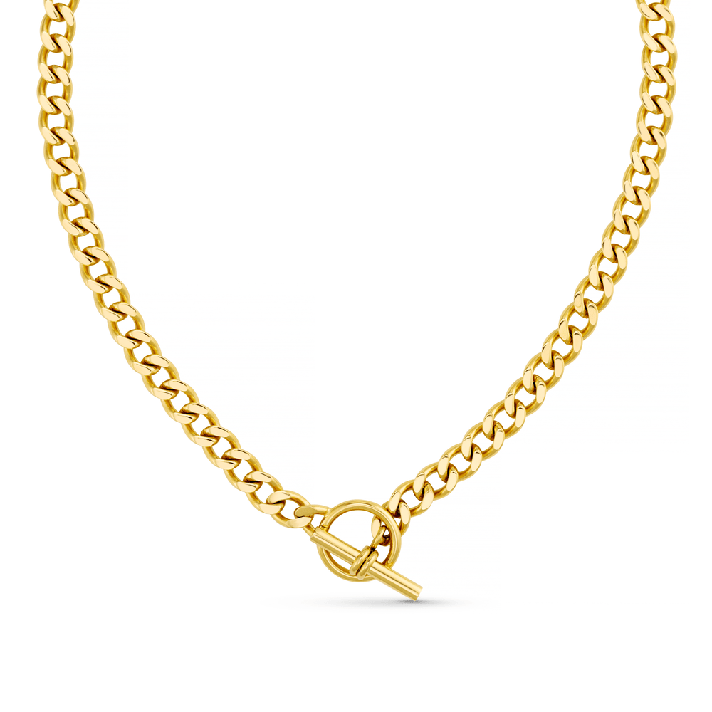 orelia LUXE Flat Curb T-Bar Necklace - Gold