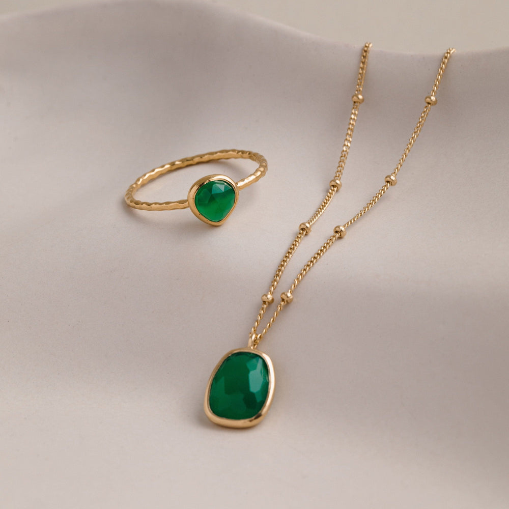 Orelia LUXE Green Onyx Drop Necklace