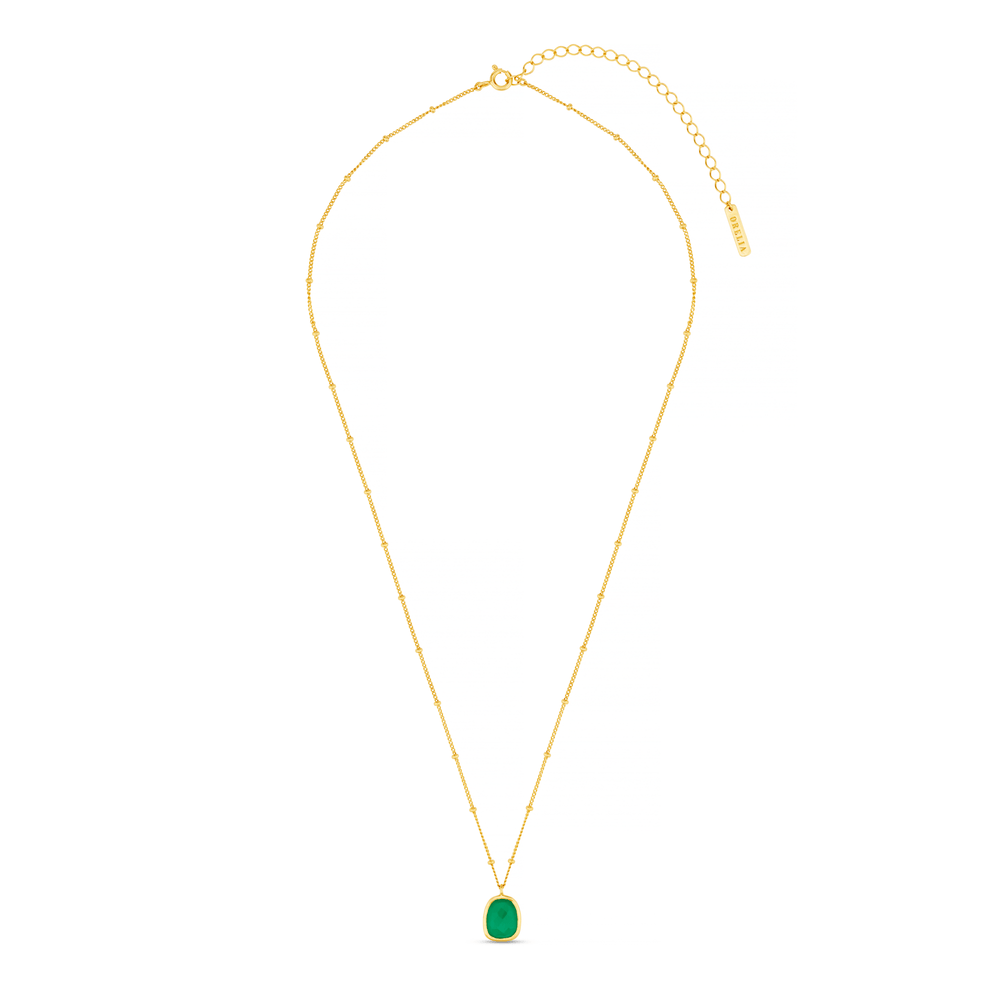 Orelia LUXE Green Onyx Drop Necklace