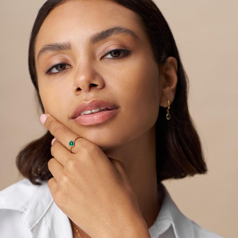 Orelia LUXE Green Onyx Teardrop Ring