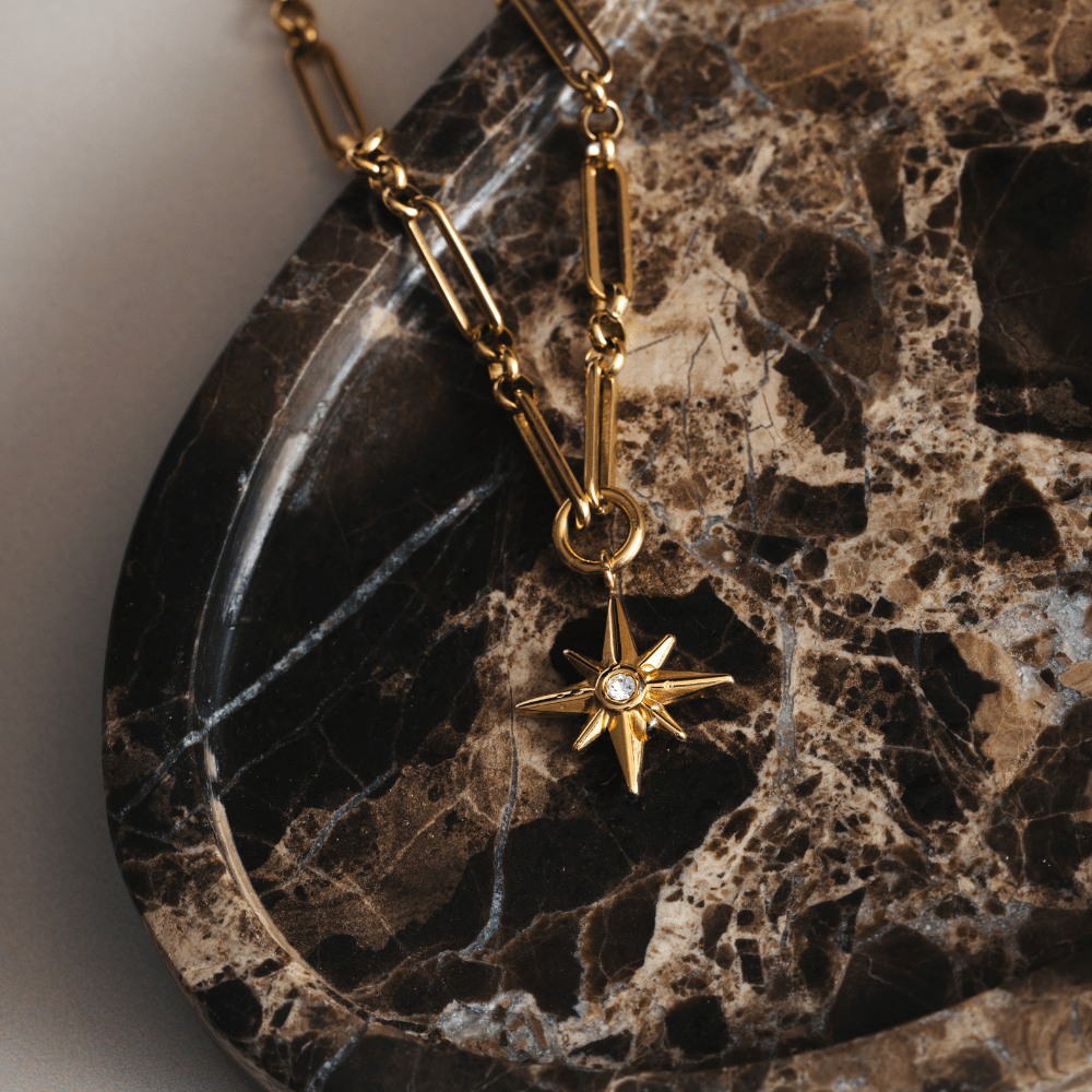 Orelia LUXE Linear Link & Crystal Starburst Necklace