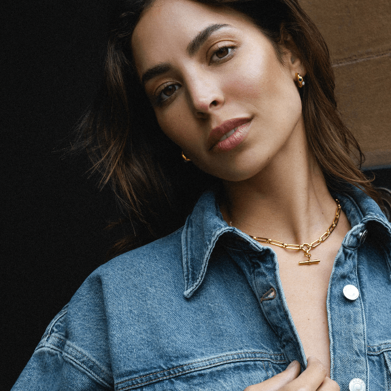 Orelia LUXE Linear Link T-Bar Necklace - Gold