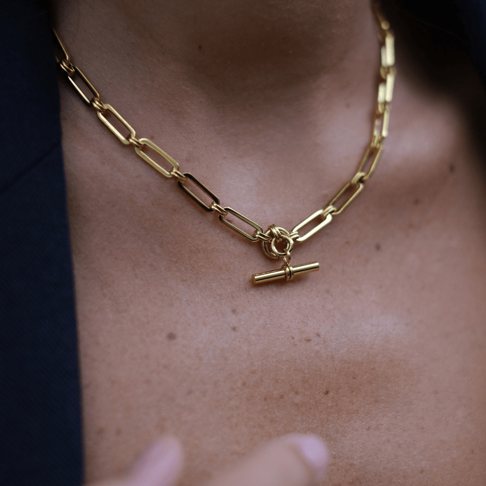 Orelia LUXE Linear Link T-Bar Necklace - Gold