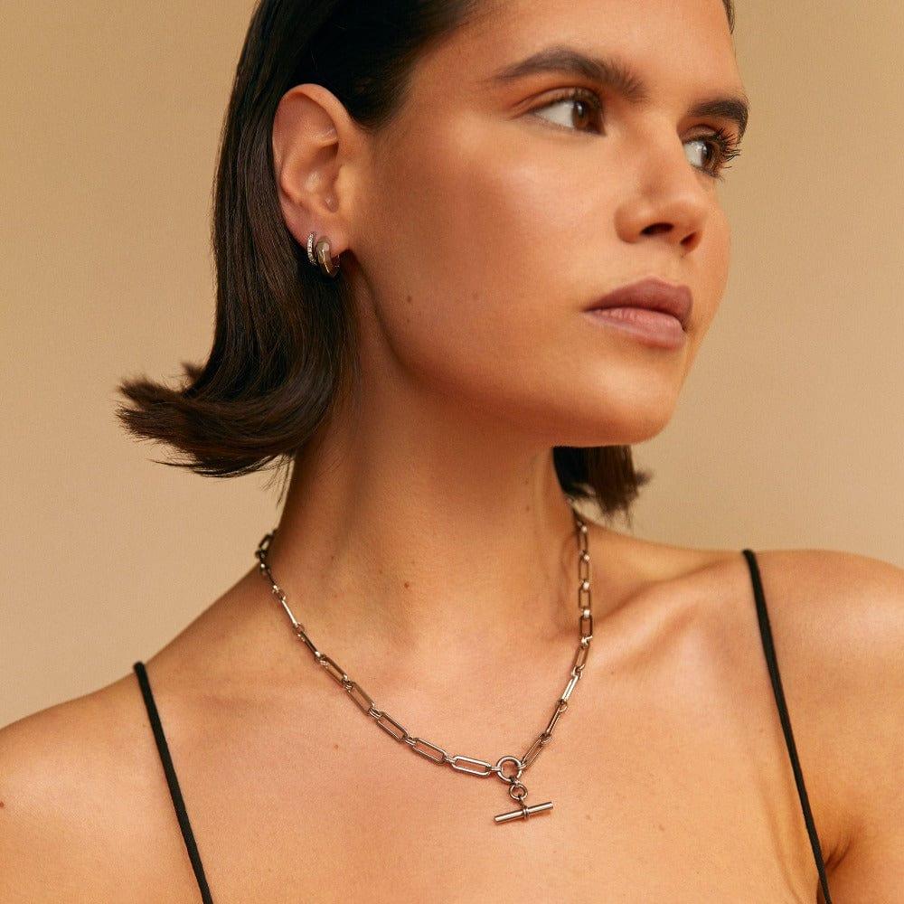 Orelia LUXE Linear Link T-Bar Necklace - Silver
