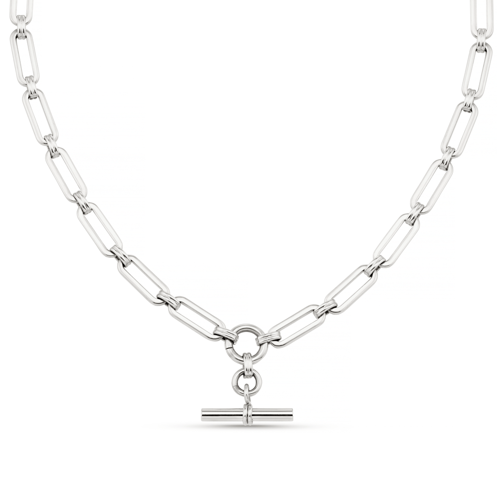 orelia LUXE Linear Link T-Bar Necklace - Silver