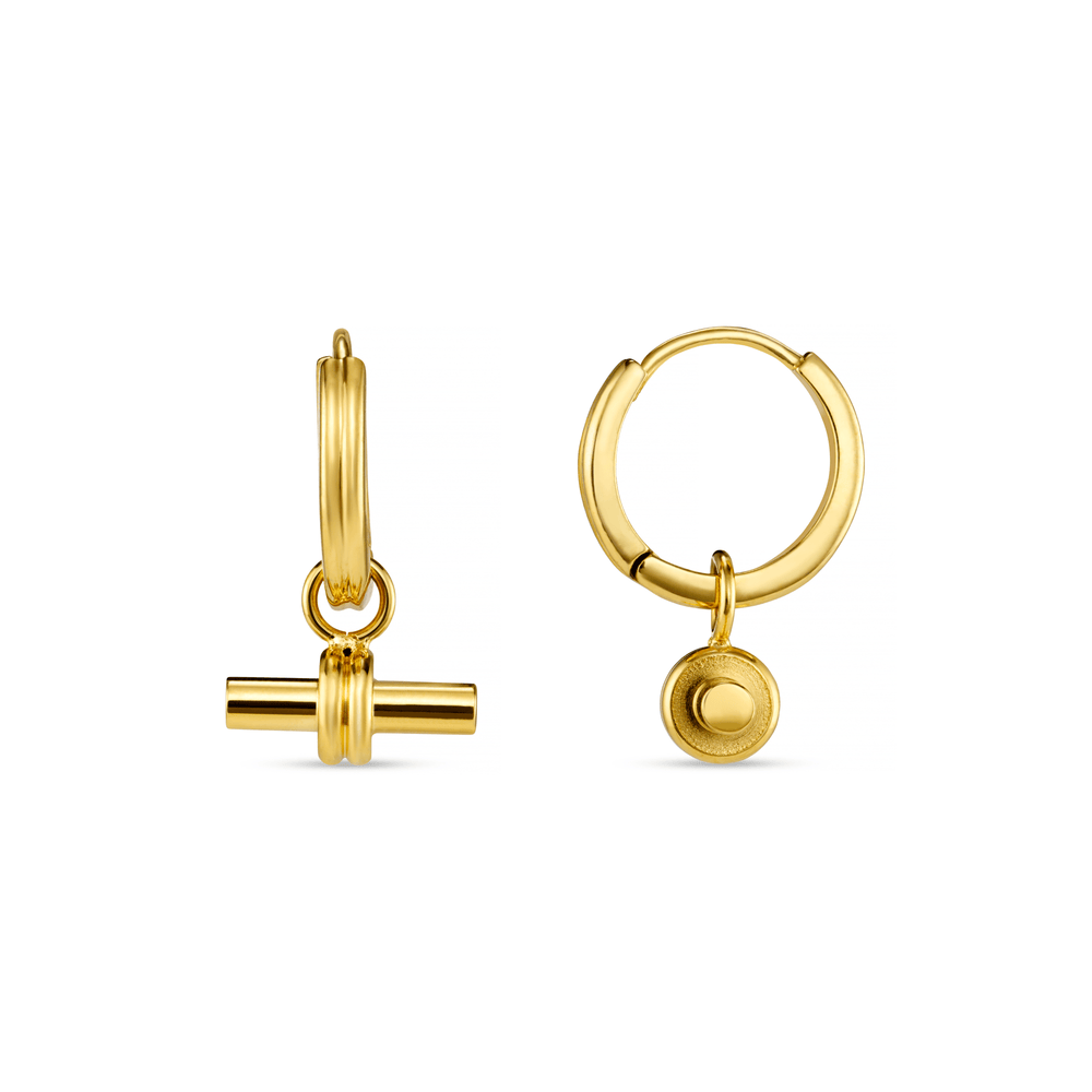orelia LUXE Linear T-Bar Drop Hoop Earrings - Gold