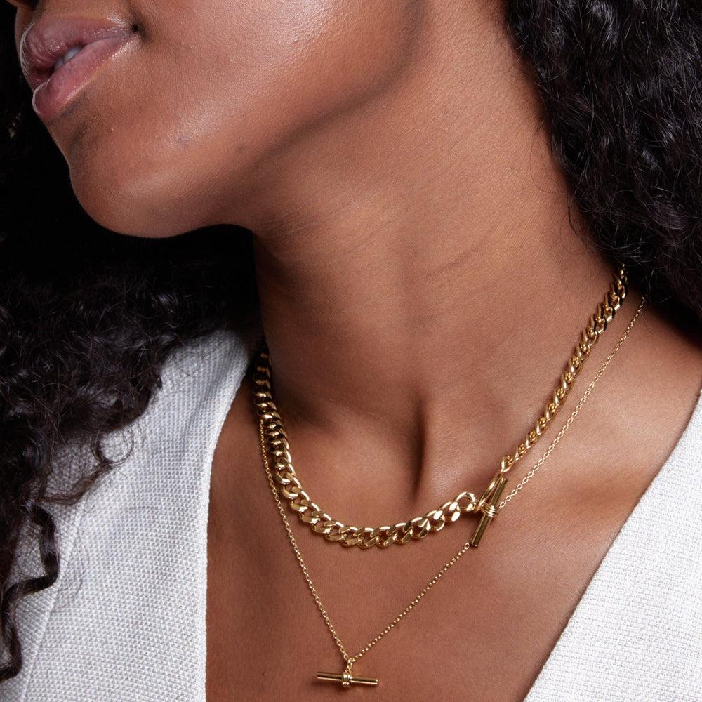 Orelia LUXE Linear T-Bar Drop Necklace - Gold
