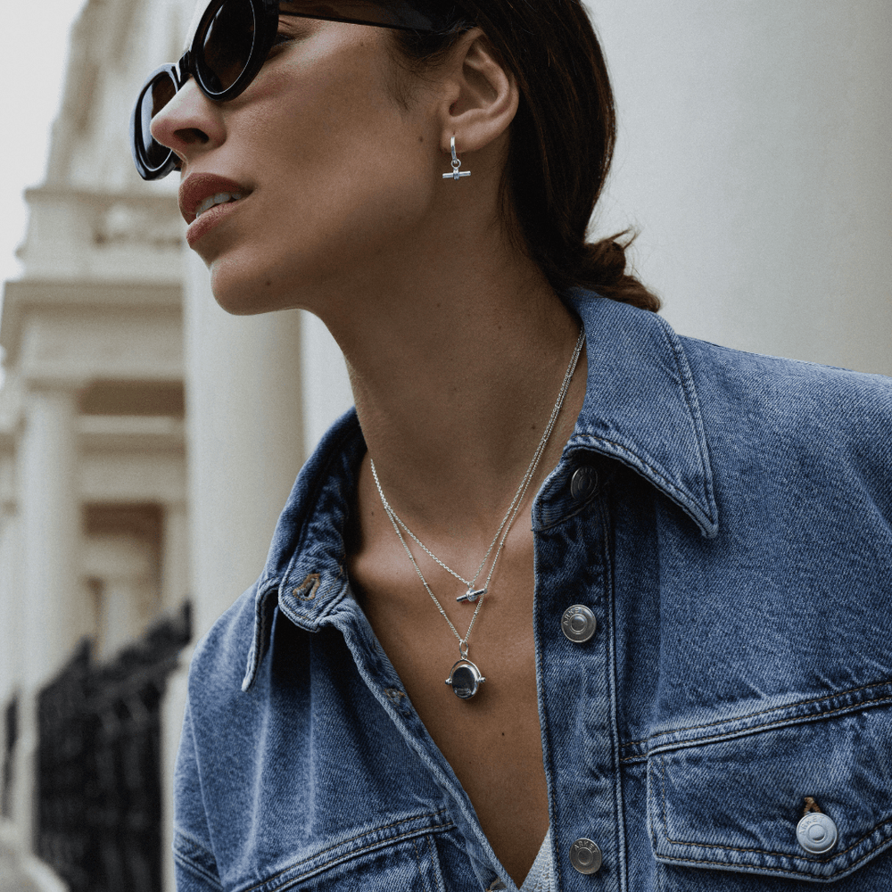 Orelia LUXE Linear T-Bar Drop Necklace - Silver