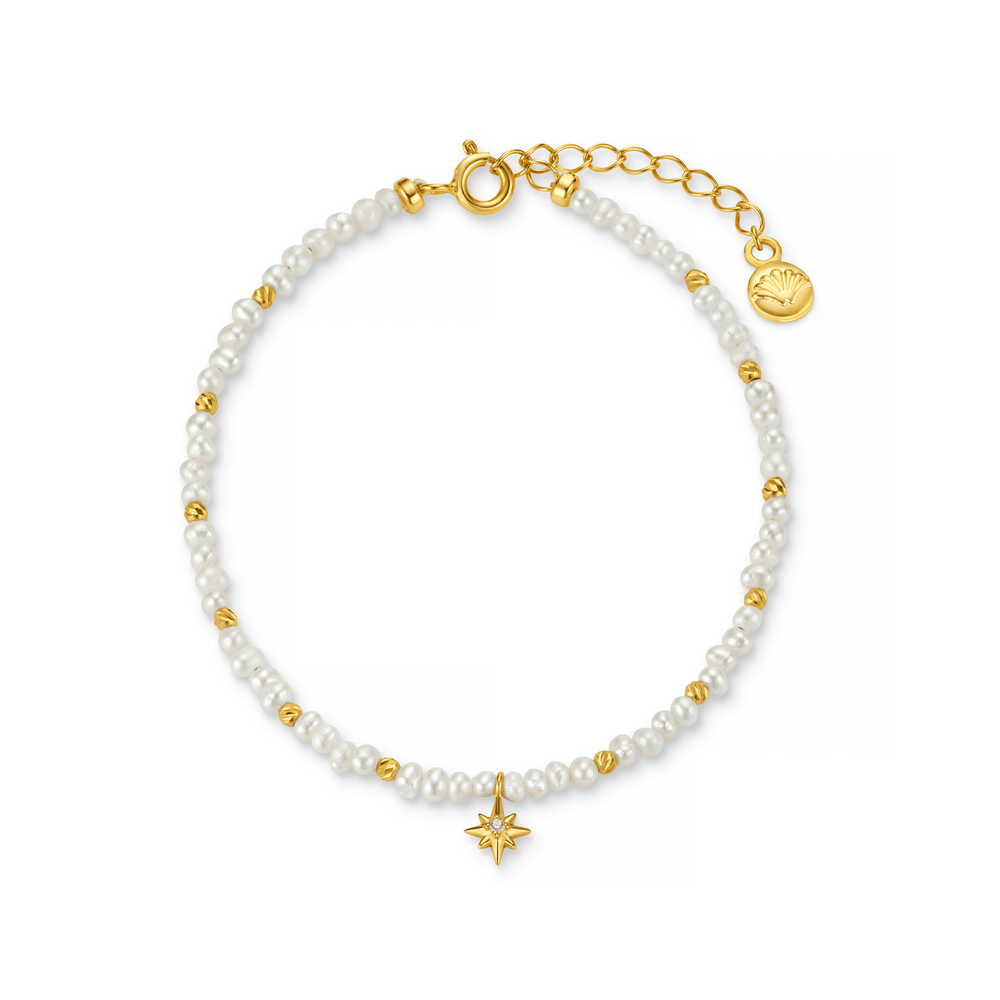 orelia LUXE Mini Pearl Bead & Star Charm Bracelet