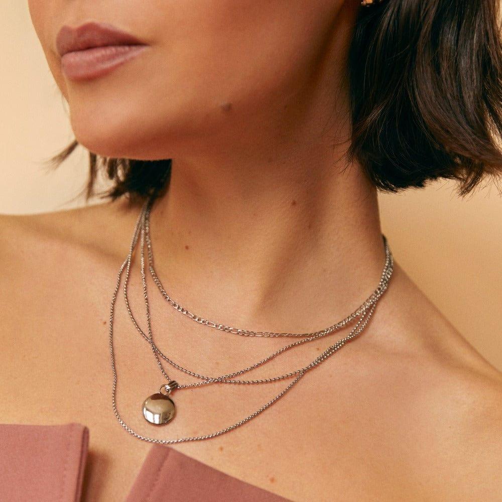 Orelia LUXE Multi Row Chain Necklace - Silver