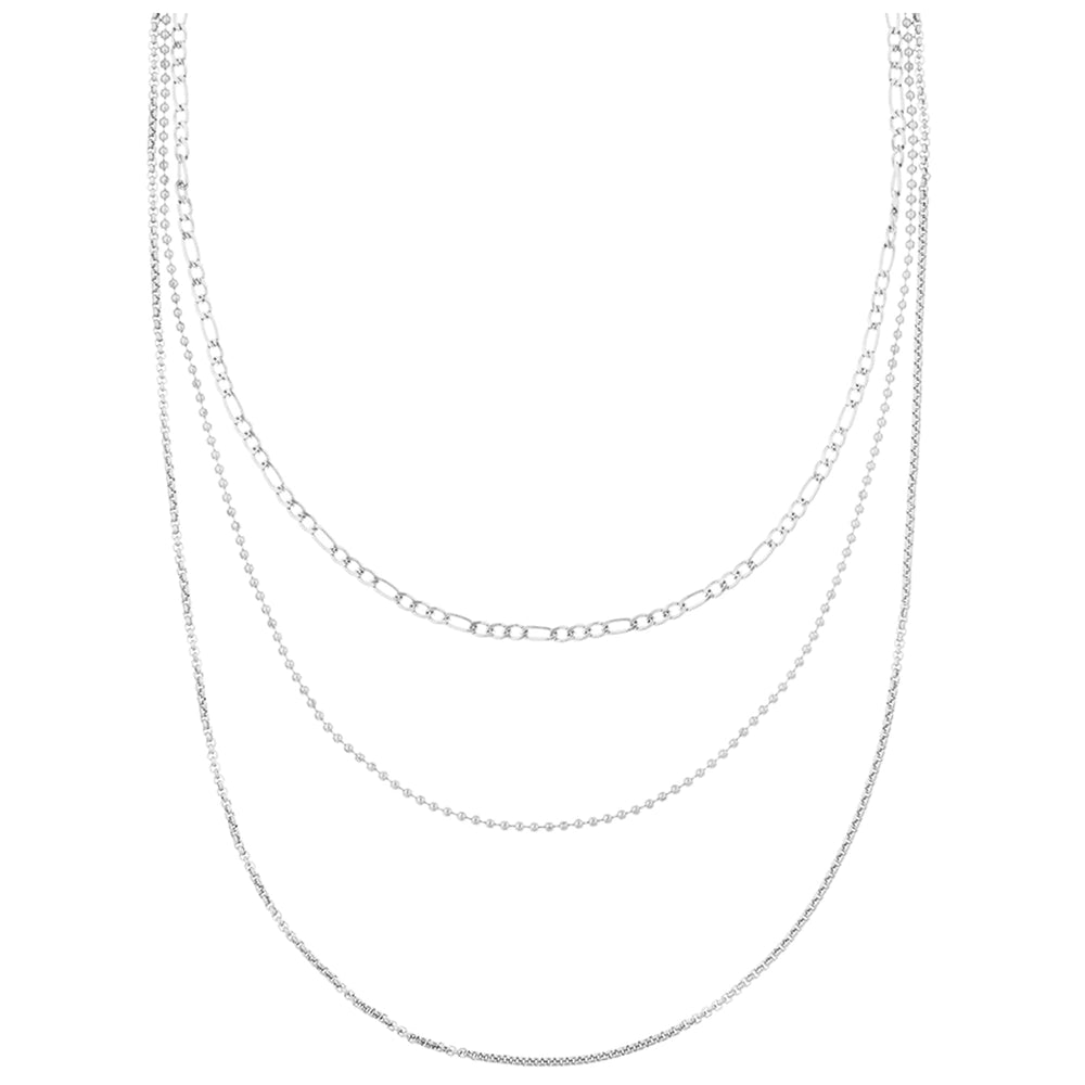 orelia LUXE Multi Row Chain Necklace - Silver
