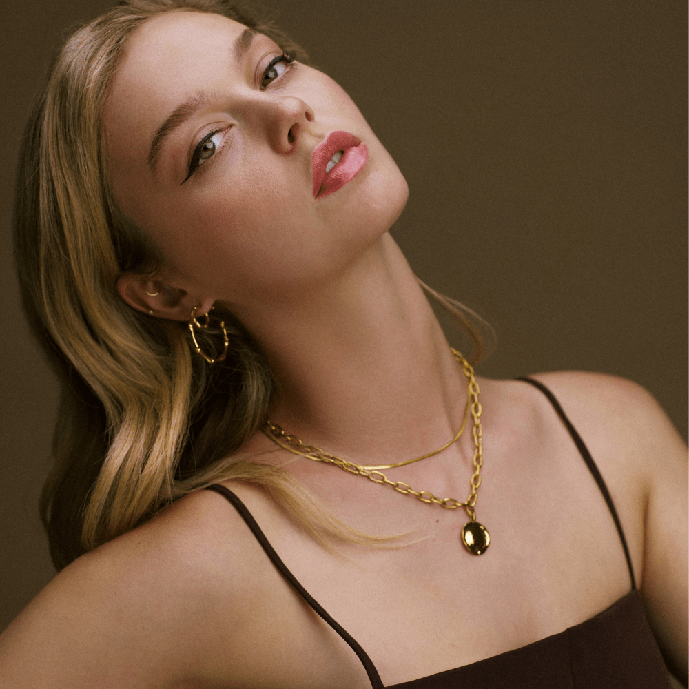 Orelia LUXE Oval Link & Molten Coin Necklace