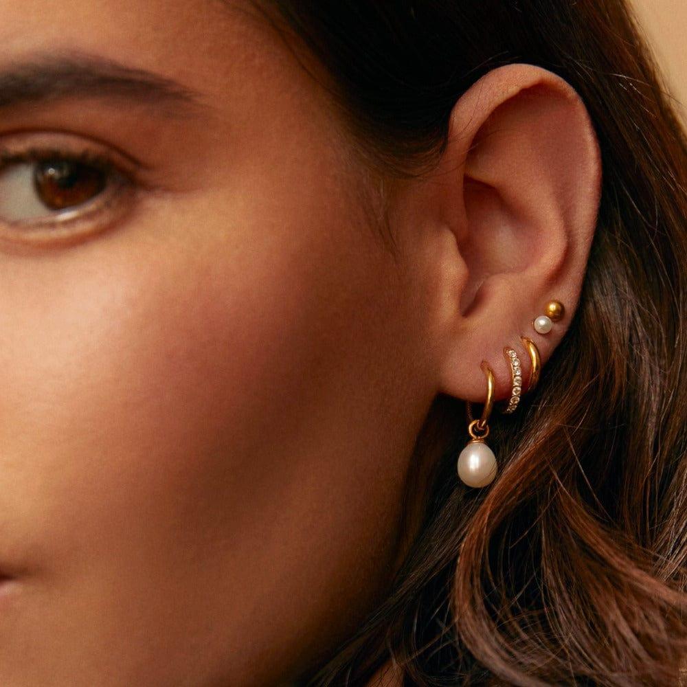 Orelia LUXE Pavé Huggie Hoop Earrings - Gold