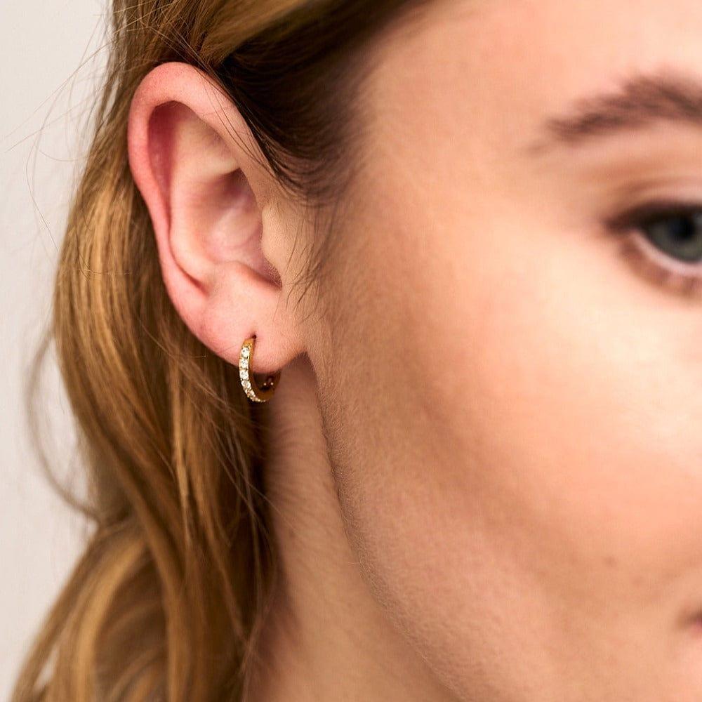 Orelia LUXE Pavé Huggie Hoop Earrings - Gold