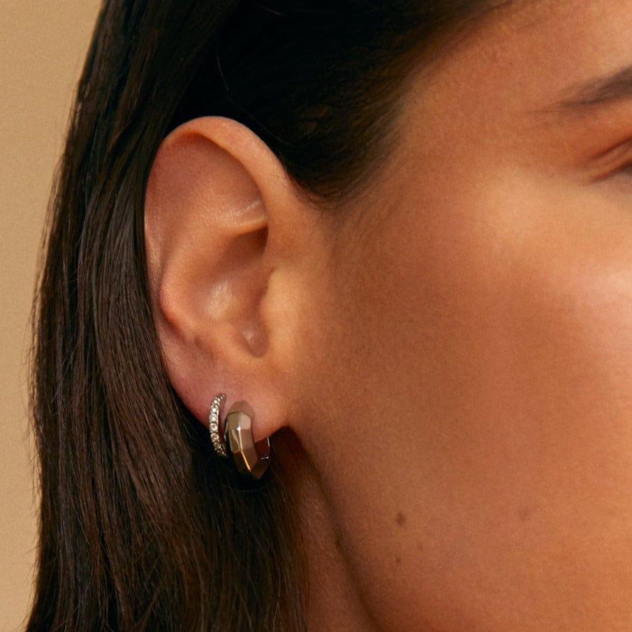 Orelia LUXE Pavé Huggie Hoop Earrings - Silver