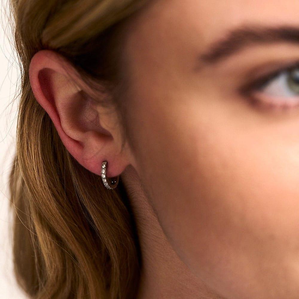 Orelia LUXE Pavé Huggie Hoop Earrings - Silver