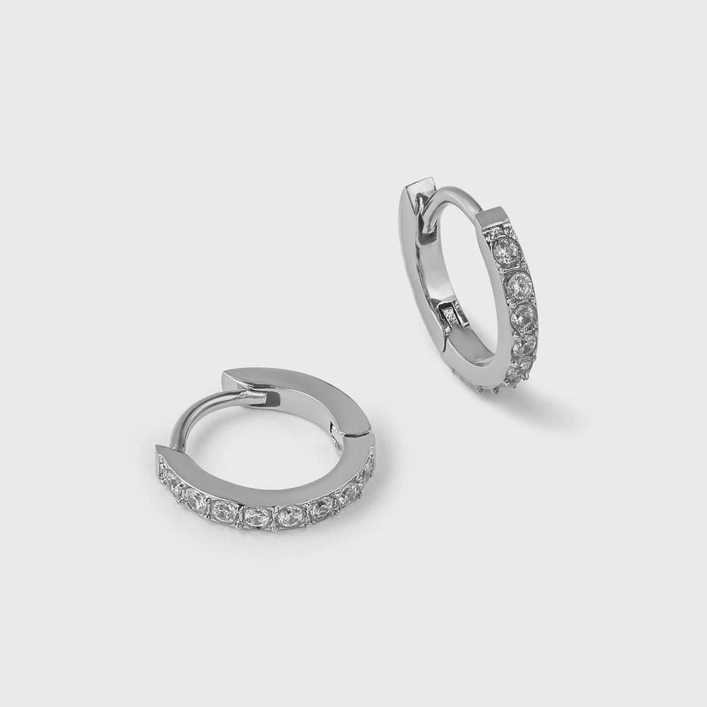 Orelia LUXE Pavé Huggie Hoop Earrings - Silver