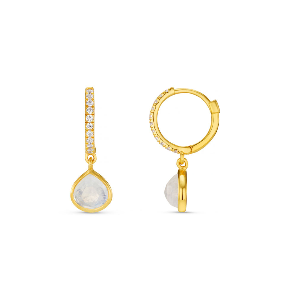 orelia LUXE Pavé & Moonstone Huggie Hoop Earrings