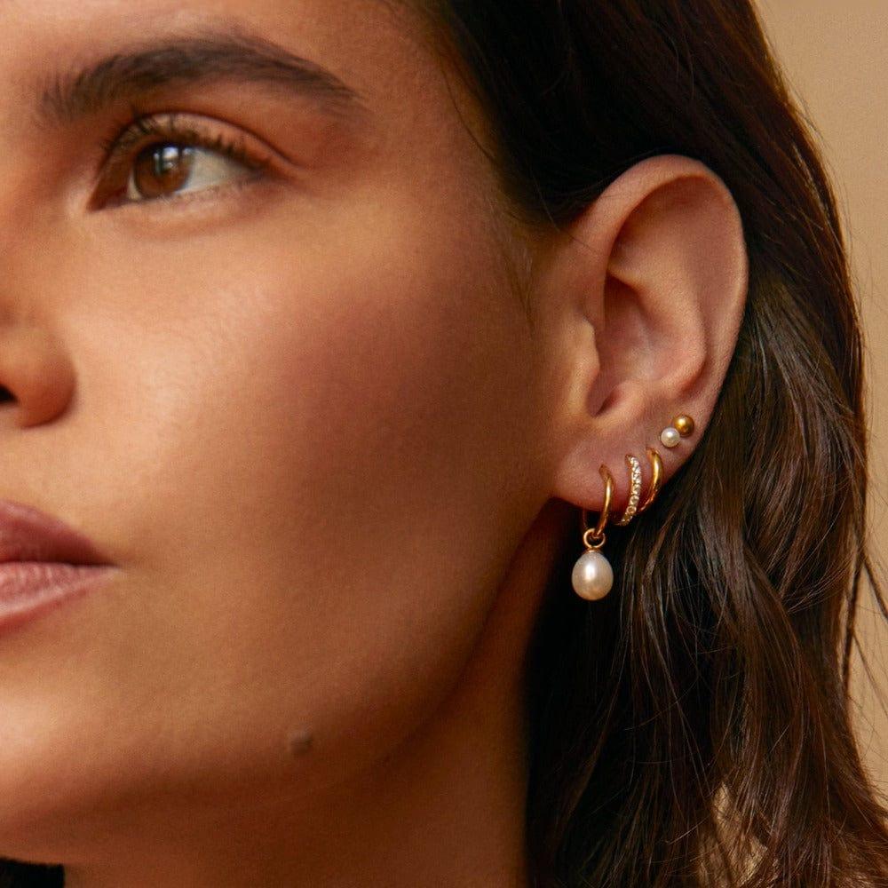 Orelia LUXE Pearl Drop Hoop Earrings