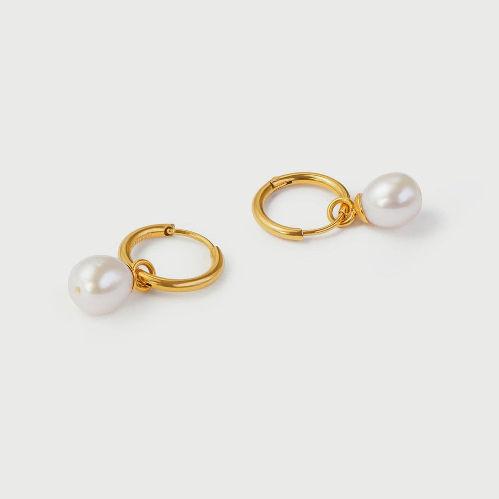 Orelia LUXE Pearl Drop Hoop Earrings