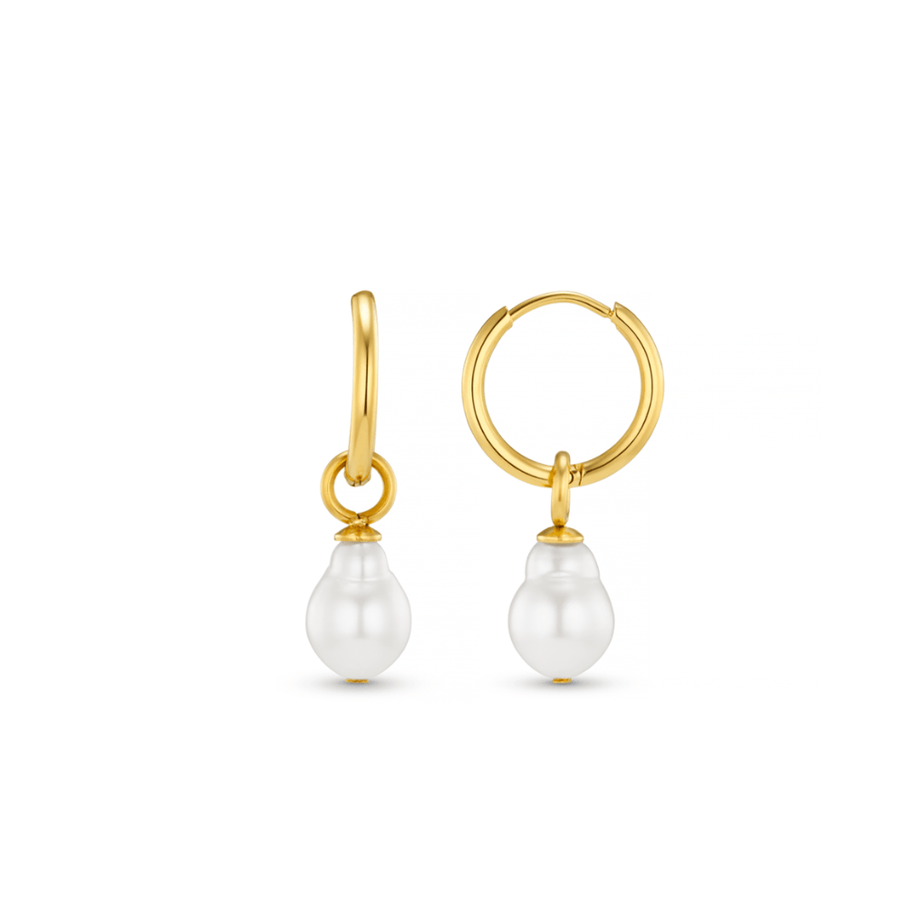 orelia LUXE Pearl Drop Hoop Earrings