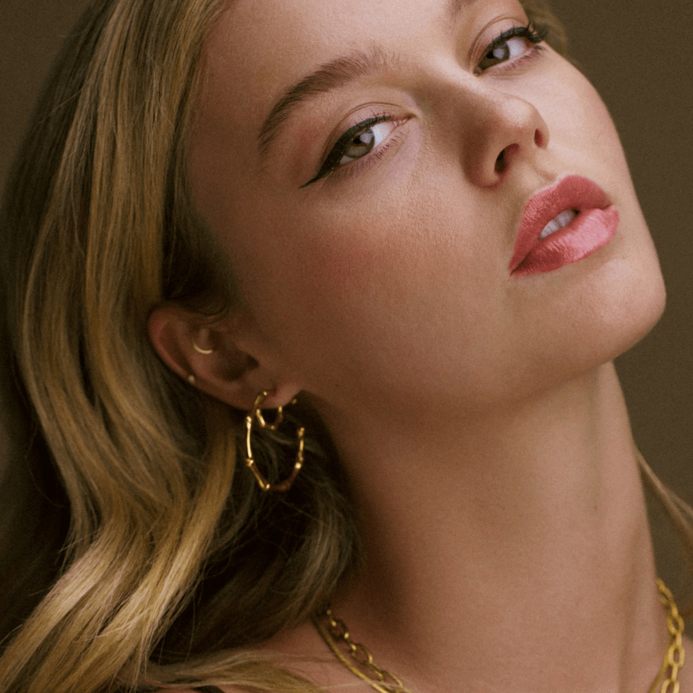 Orelia LUXE Polished Bamboo Huggie Hoop Earrings