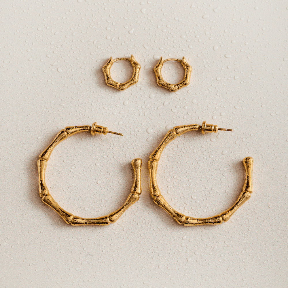 Orelia LUXE Polished Bamboo Huggie Hoop Earrings