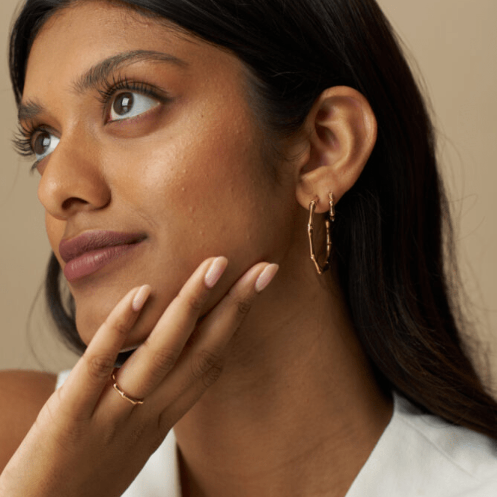 Orelia LUXE Polished Bamboo Large Hoop Earrings