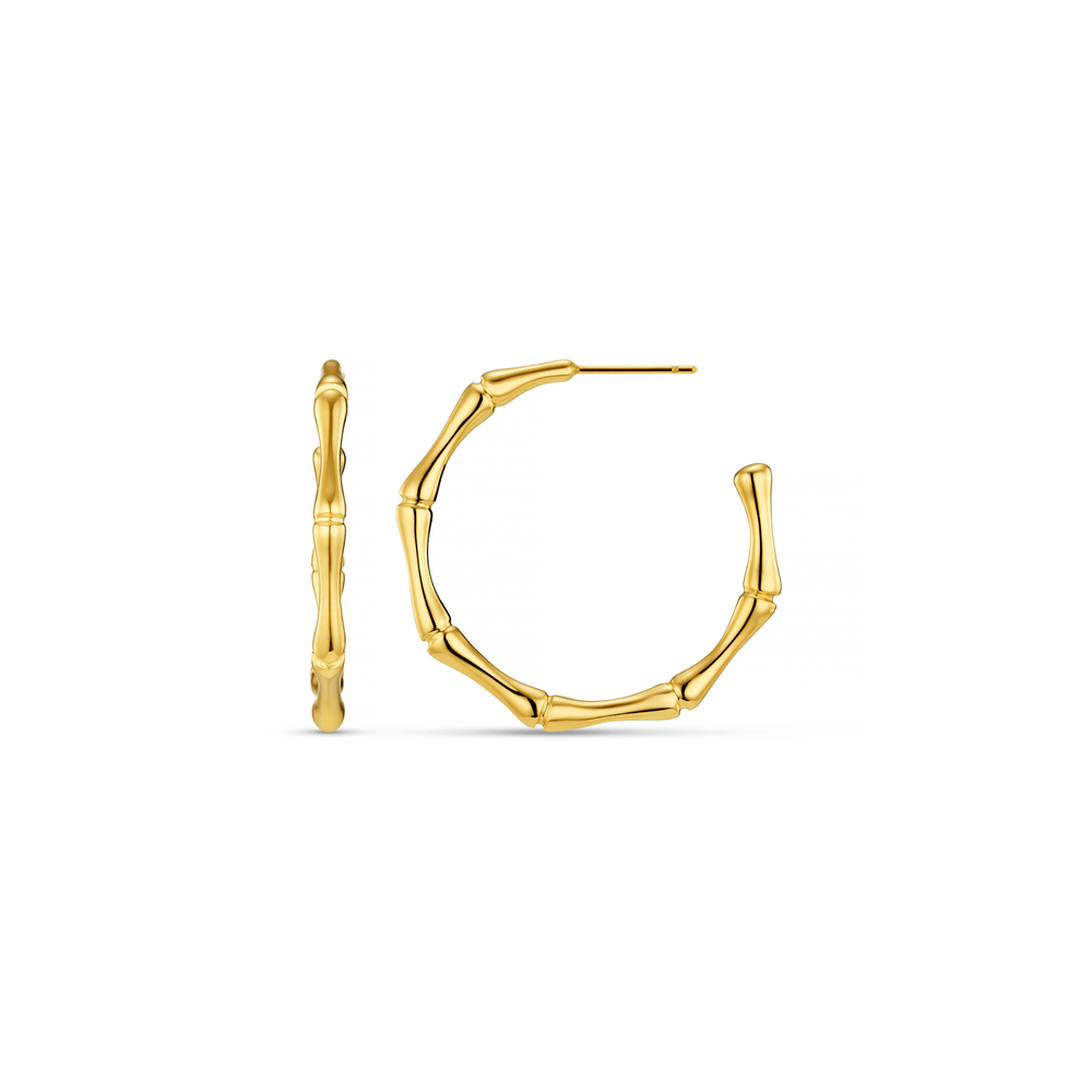 orelia LUXE Polished Bamboo Large Hoop Earrings