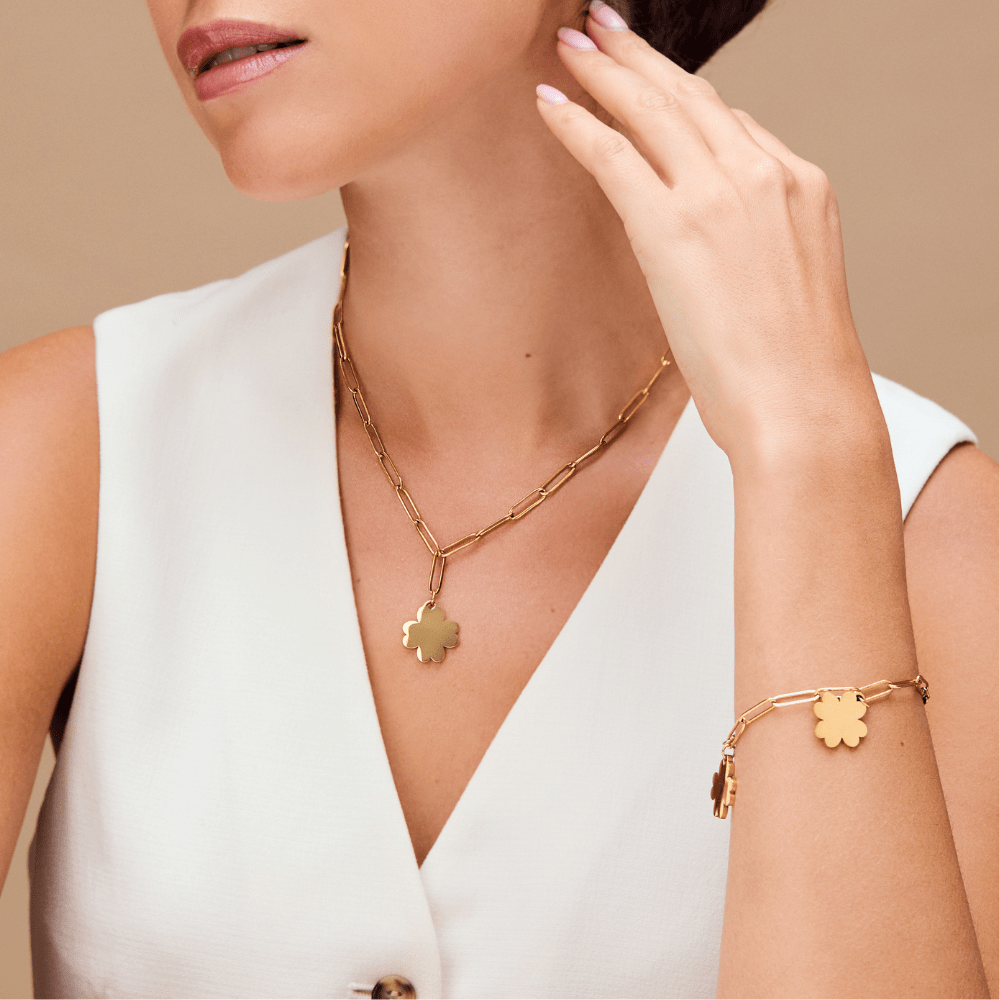 Orelia LUXE Polished Clover Charm Bracelet