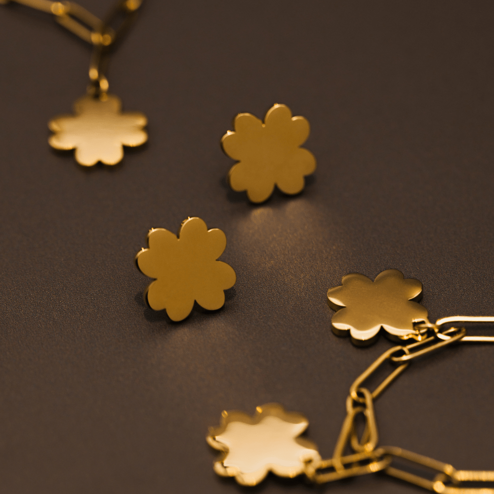 Orelia LUXE Polished Clover Statement Stud Earring