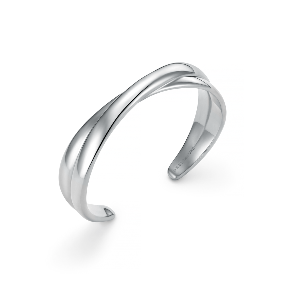 orelia LUXE Polished Cross Bangle - Silver