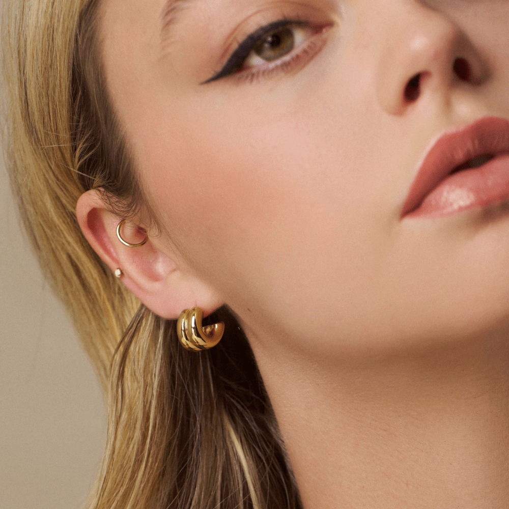Orelia LUXE Polished Linear Chunky Hoop Earrings