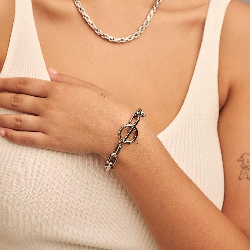 Orelia LUXE Rectangle Link T-Bar Bracelet - Silver