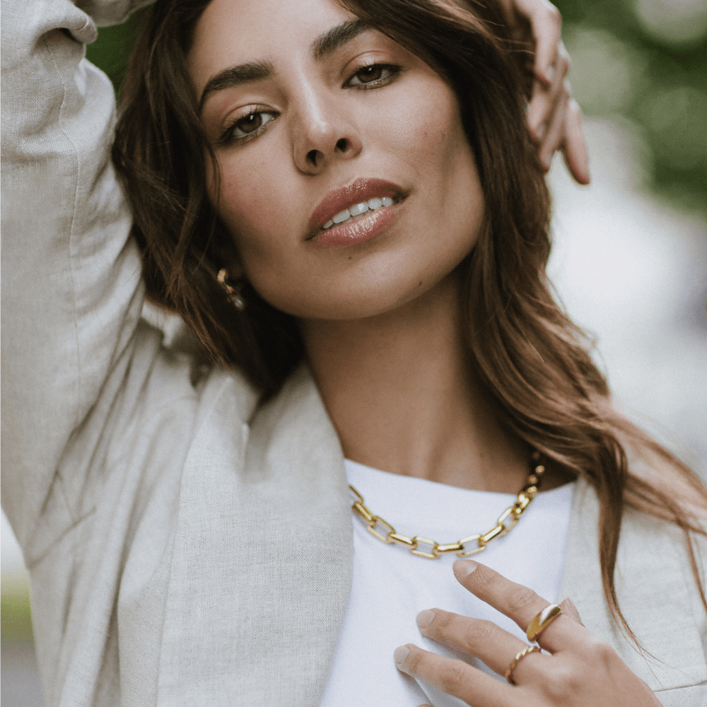 Orelia LUXE Rectangle Link T-Bar Necklace - Gold