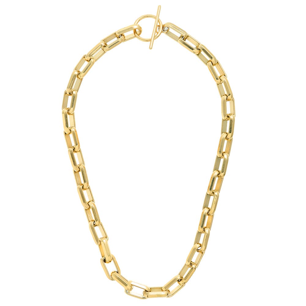 Orelia LUXE Rectangle Link T-Bar Necklace - Gold